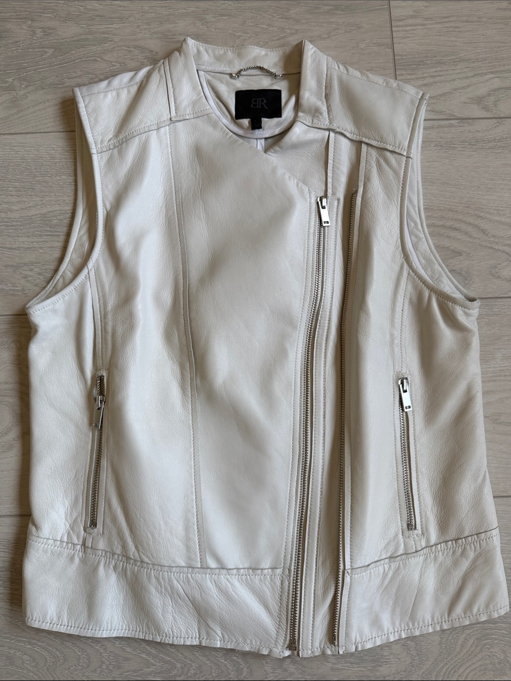Banana Republic Lambskin Leather Sleeveless Moto Vest